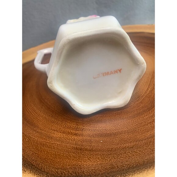 Vintage German Porcelain Creamer Pitcher with Floral Pattern 4 inch tall - Picture 4 of 14